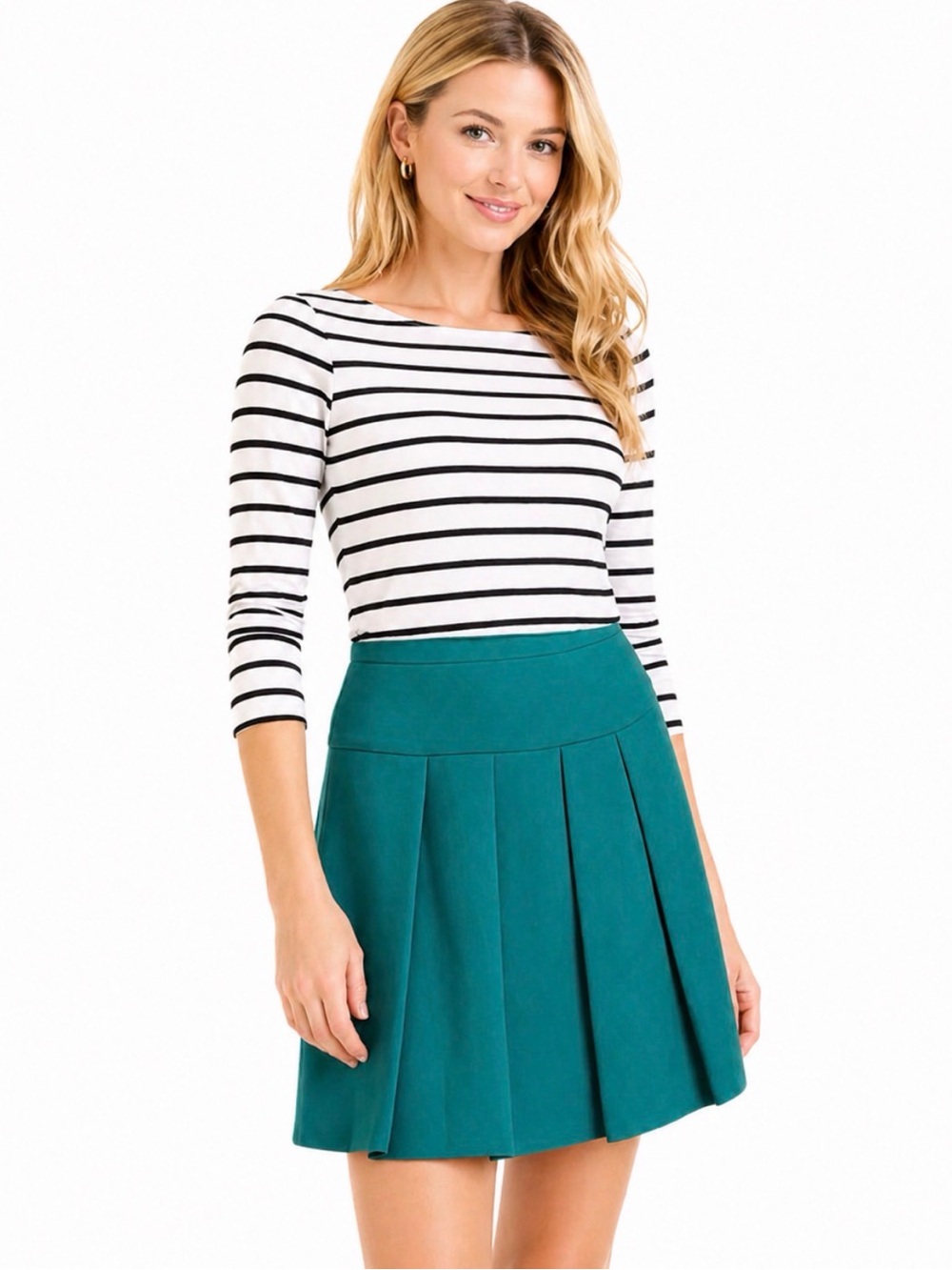 J. Crew Factory Skirt Teal A-Line Pleated 6
